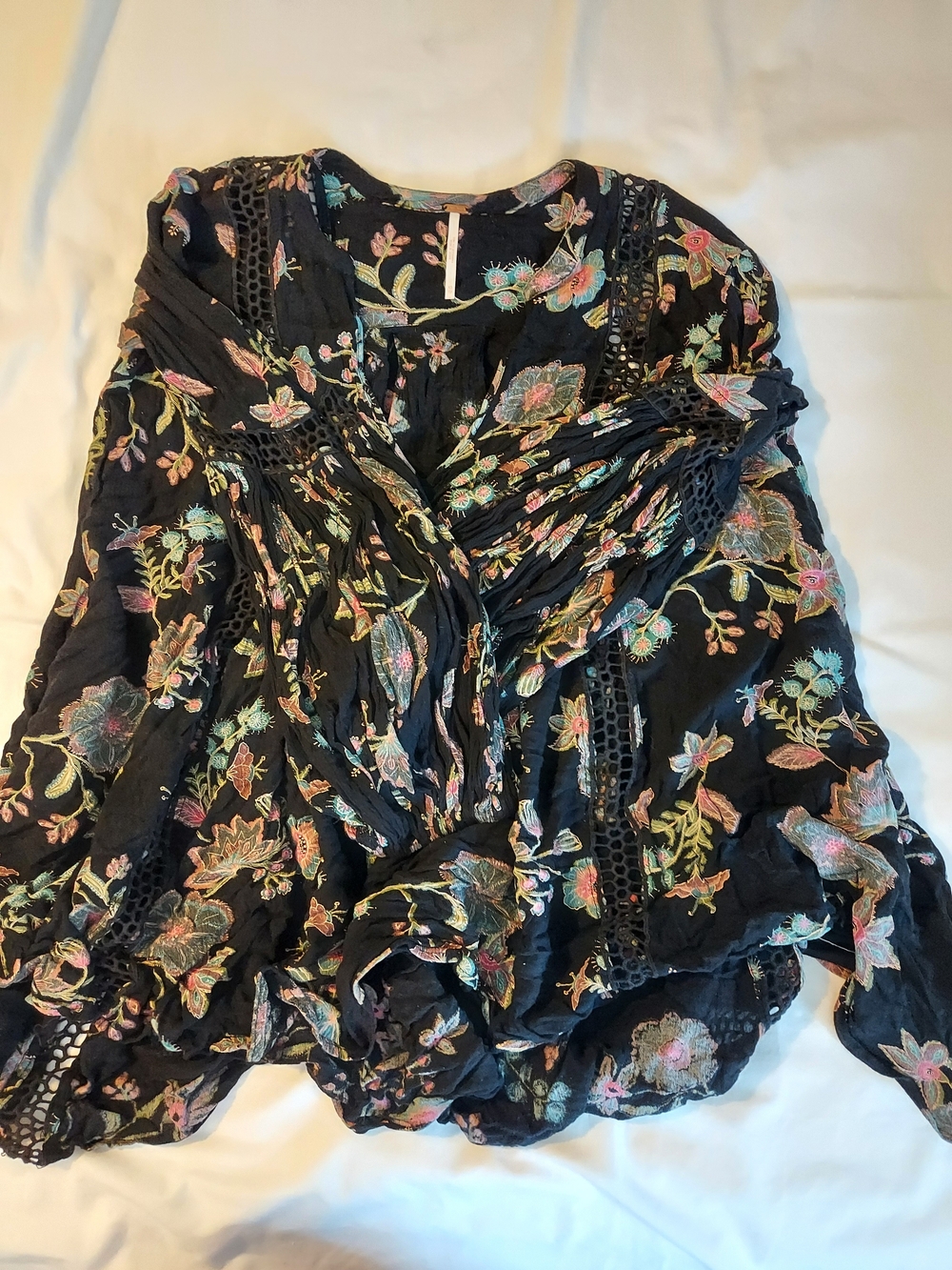 Free People Just The Two Of Us Floral Crochet Lace Boho Tunic Dress XS - Picture 9 of 9